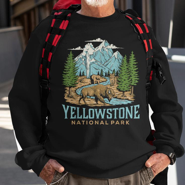 Yellowstone Us National Park Wolf Bison Bear Vintage Gift Sweatshirt Gifts for Old Men