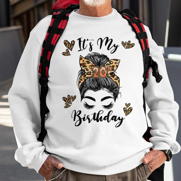 20 Years Old Girl 20Th Birthday Messy Bun Happy Birthday 20 Sweatshirt Gifts for Old Men