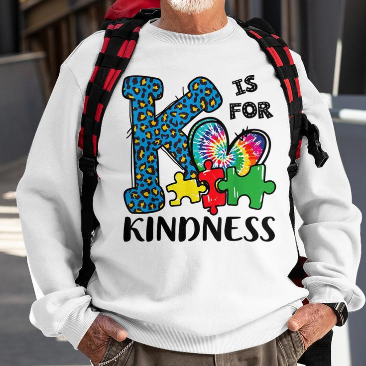 Autism Awareness K Is For Kindness Puzzle Piece Be Kind Sweatshirt Gifts for Old Men