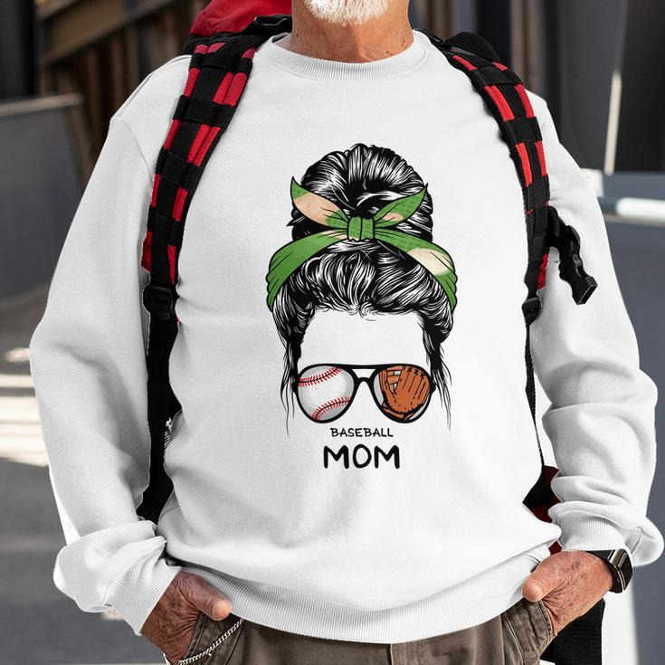 Baseball Mom Messy Bun Mom Life Mothers Day Sweatshirt Gifts for Old Men