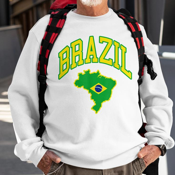 Brazil Brazilian Map Football Fans Flag South Latin America Men Women Sweatshirt Graphic Print Unisex Gifts for Old Men