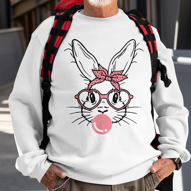 Bunny Face With Pink Sunglasses Bandana Happy Easter Day Sweatshirt Gifts for Old Men