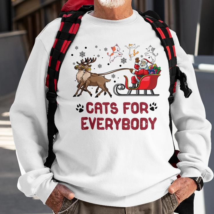Cats For Everybody Ugly Christmas Cat Funny Xmas Favorite Men Women Sweatshirt Graphic Print Unisex Gifts for Old Men