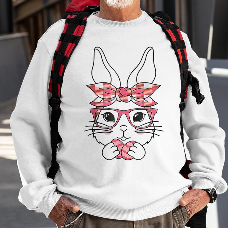 Cute Bunny Rabbit Face Leopard Bandana Headband Glasses Girl Sweatshirt Gifts for Old Men