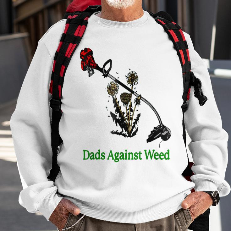 Dads Against Weed Funny Gardening Lawn Mowing Fathers Men Women Sweatshirt Graphic Print Unisex Gifts for Old Men