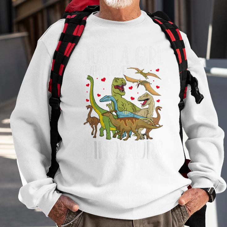 Dinosaur Just A Girl Who Loves Dinosaurs Brachiosaurus Sweatshirt Gifts for Old Men