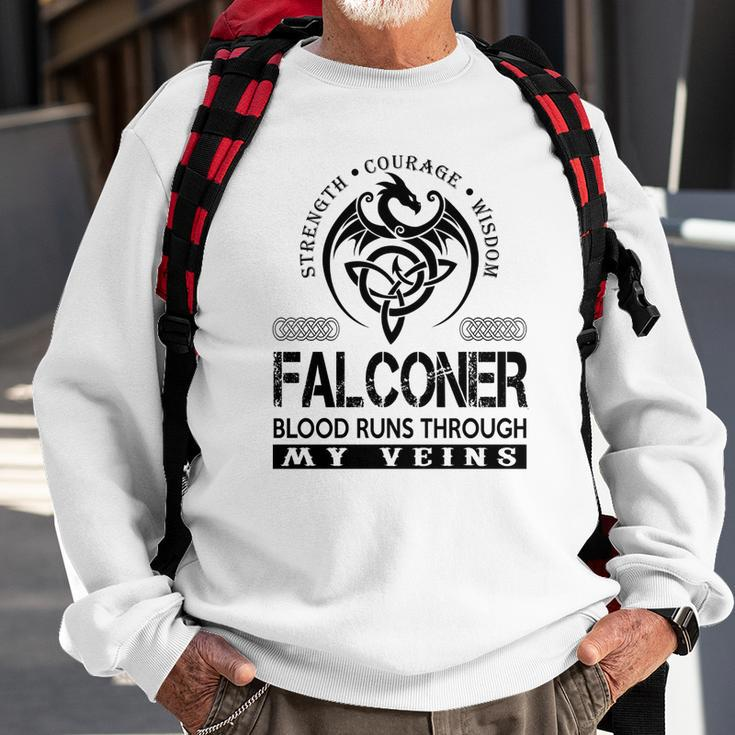 Falconer Blood Runs Through My Veins Sweatshirt Gifts for Old Men