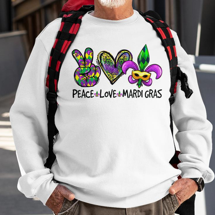 Funny Peace Love Mardi Gras Fleur De Lys Fat Tuesday Parade Sweatshirt Gifts for Old Men