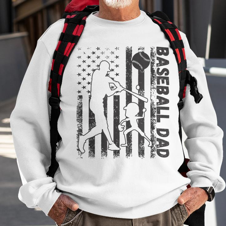 Funny Proud Baseball Dad American Flag Sports Fathers Day Sweatshirt Gifts for Old Men