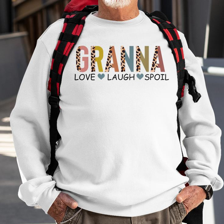Granna Love Laugh Spoil Leopard Funny Mothers Day Womens Sweatshirt Gifts for Old Men