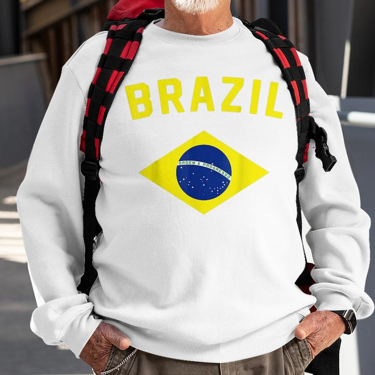 I Love Brazil Minimalist Brazilian Flag Men Women Sweatshirt Graphic Print Unisex Gifts for Old Men