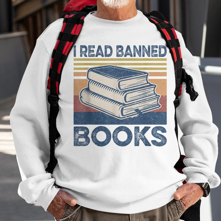 I Read Banned Books Week Librarian Freedom Reader Nerd Men Sweatshirt Gifts for Old Men