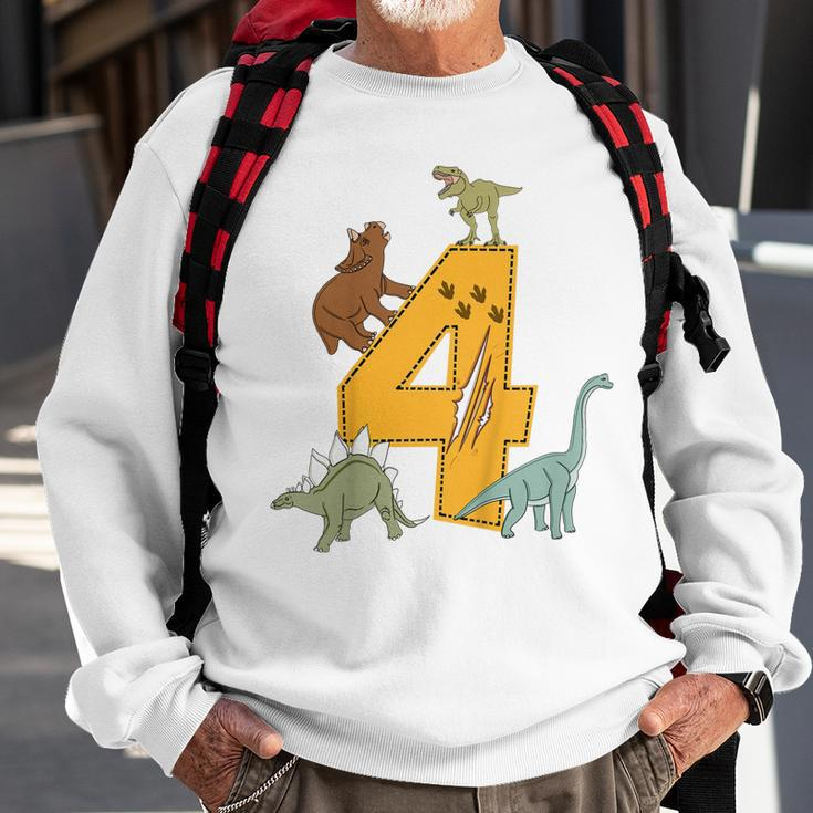 Kinder Geburtstags 4 Jahre Junge Dinosaurier Dino Sweatshirt Geschenke für alte Männer