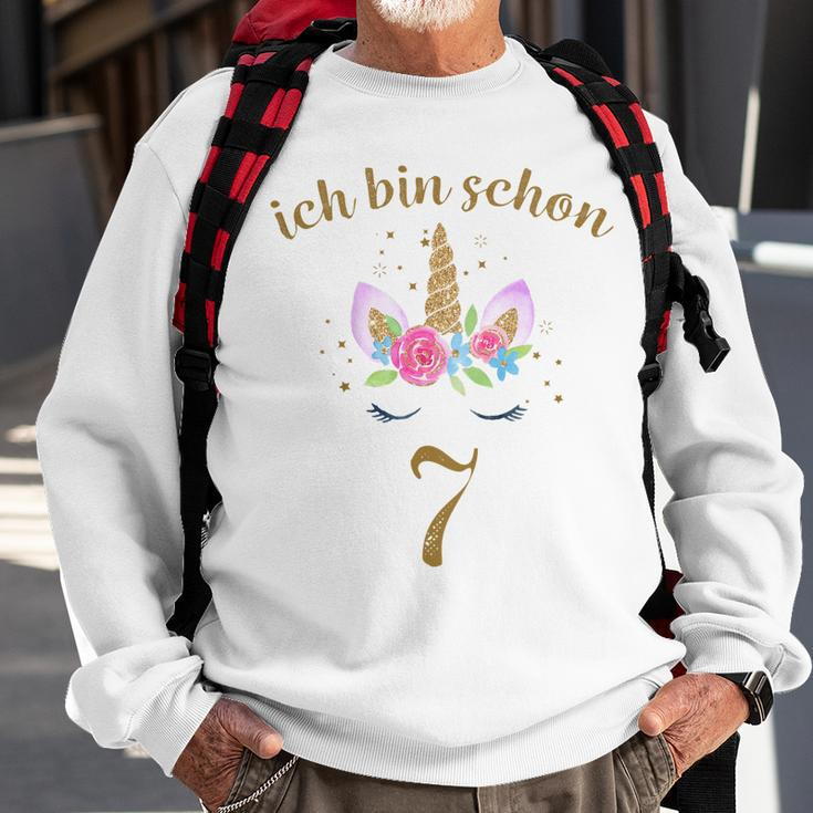 Kinder Ich Bin Schon 7 Geburtstags Einhorn 7 Jahre Mädchen Sweatshirt Geschenke für alte Männer