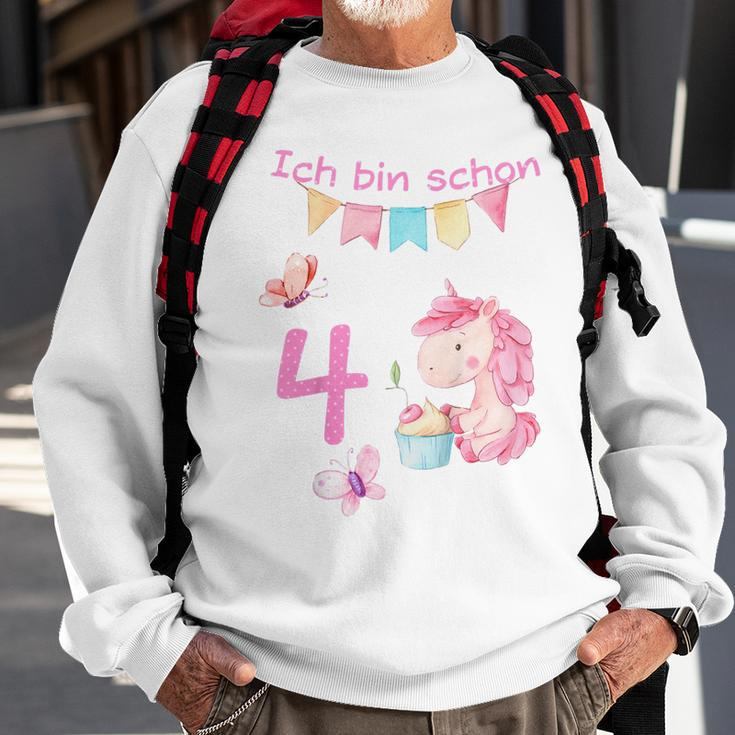 Kinder Mädchen Ich Bin 4 Jahre Alt 4 Geburtstag Einhorn Sweatshirt Geschenke für alte Männer