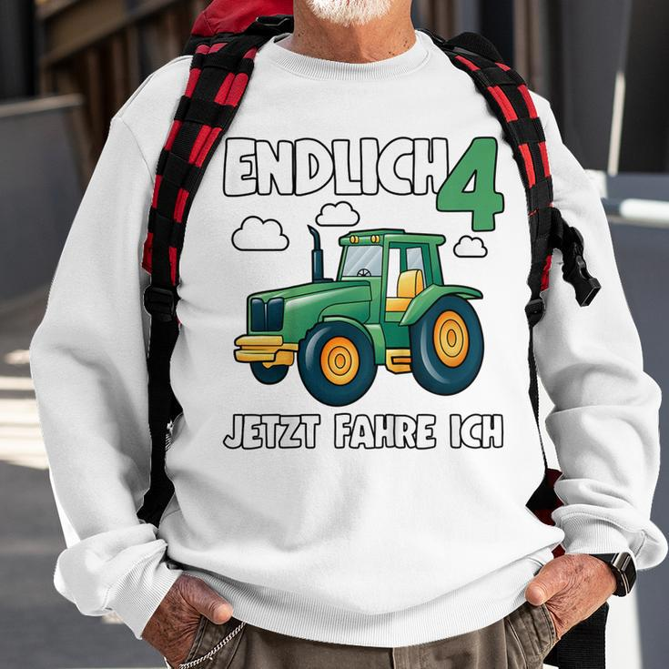 Kinder Traktor Sweatshirt zum 4. Geburtstag mit Lustigen Sprüchen für Jungs Geschenke für alte Männer