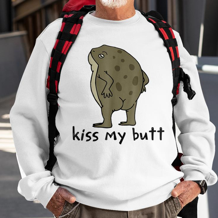 Kiss My Butt Green Frog Sweatshirt Gifts for Old Men