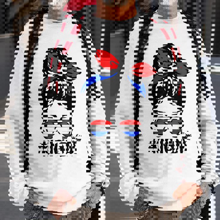 Koningsdag Netherlands Messy Bun Kingsday Dutch Kings Day Sweatshirt Gifts for Old Men