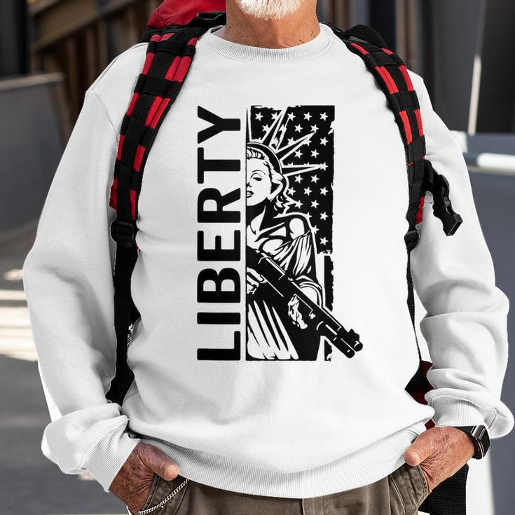 Liberty Lady Statue Shotgun Usa Pro Gun 2Nd Amendment Sweatshirt Gifts for Old Men