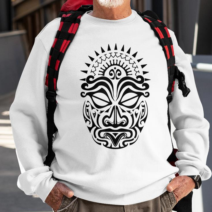 Maori Polynesian Tattoo Haka Dance Face Mask Head Sweatshirt Gifts for Old Men