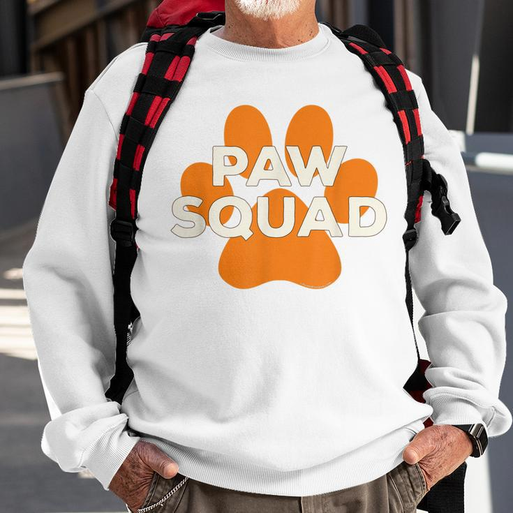 Paw Squad Orange Dog Cat Paw Print Animal Rescue Team Sweatshirt Gifts for Old Men