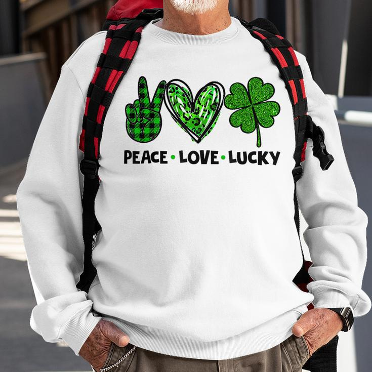 Peace Love Luck Lucky Clover Shamrock St Patricks Day Sweatshirt Gifts for Old Men