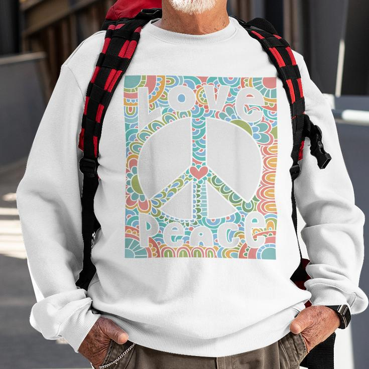 Peace Sign Love60S 70S Tie Dye Hippie Costume Sweatshirt Gifts for Old Men