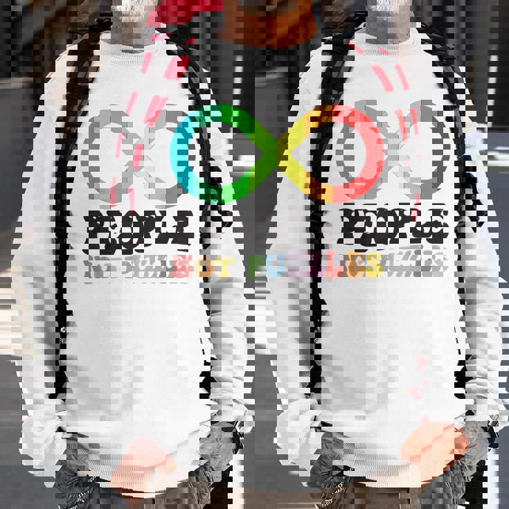 People Not Puzzles Autism Awareness Neurodiversity Inclusion Sweatshirt Gifts for Old Men