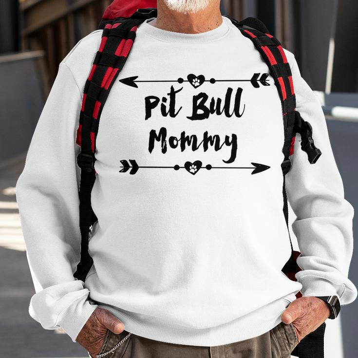Pit Bull Mommy With Heart And Arrows Men Women Sweatshirt Graphic Print Unisex Gifts for Old Men