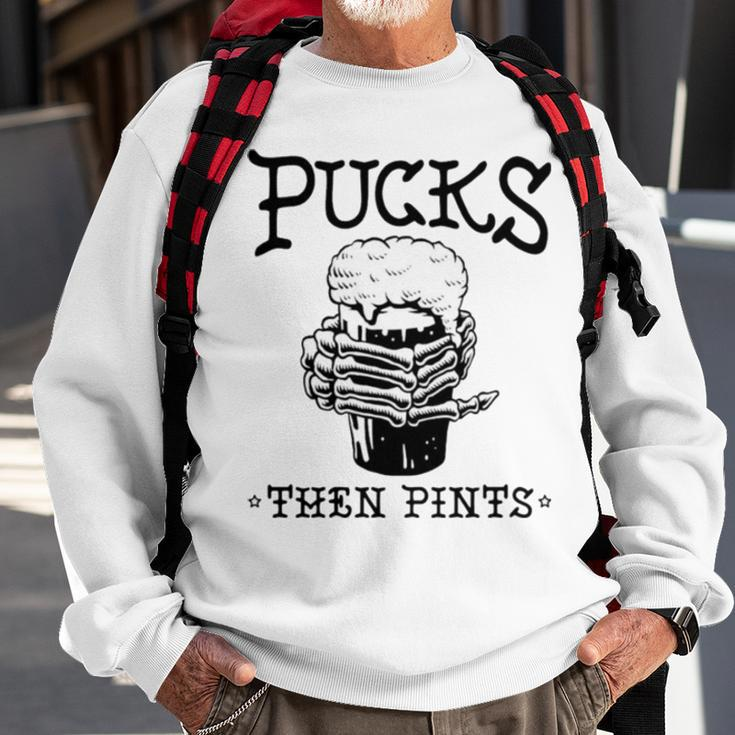 Pucks Then Pints Beer Sweatshirt Gifts for Old Men