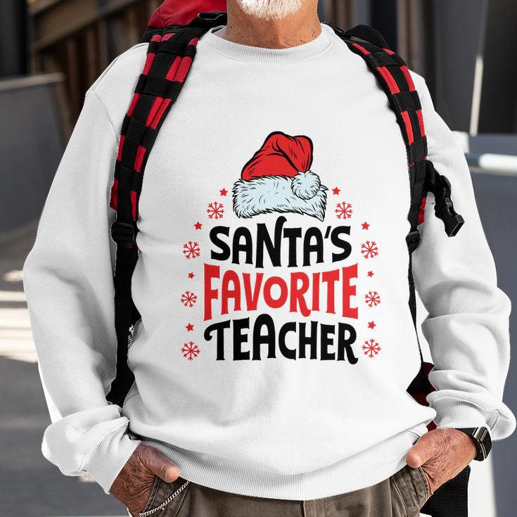 Santas Favorite Teacher Christmas Women Men Santa Hat Sweatshirt Gifts for Old Men