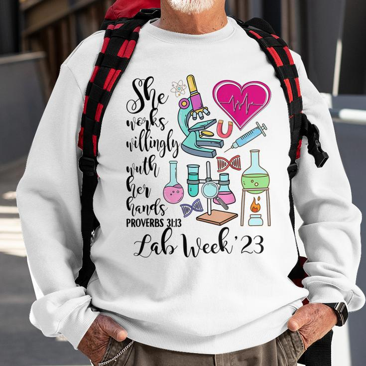 She Works Willingly With Her Hands Funny Lab Week 23 Sweatshirt Gifts for Old Men