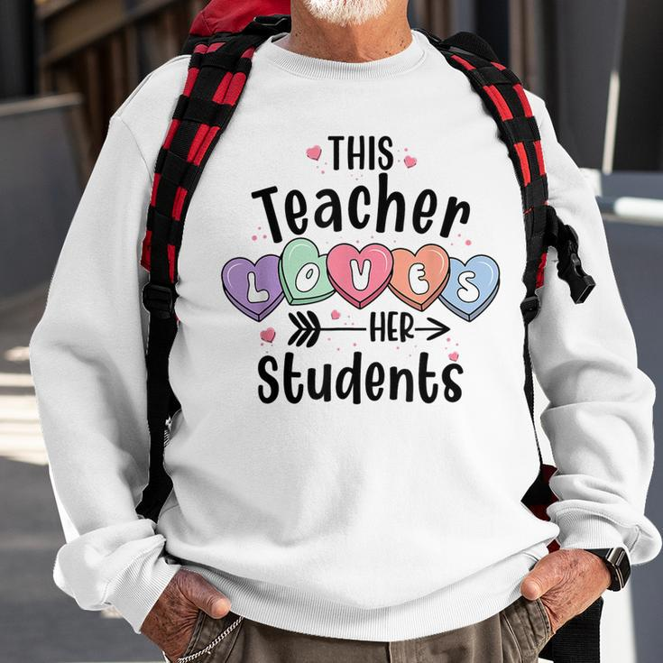 This Teacher Loves Her Students Valentines Day Cute Teacher Sweatshirt Gifts for Old Men