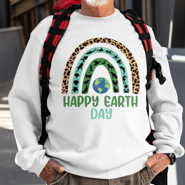 Wild And Sea Animals Happy Earth Day Rainbow Sweatshirt Gifts for Old Men