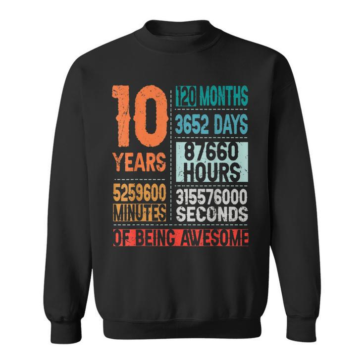 10 Years 120 Months Of Being Awesome 10Th Birthday Countdown Sweatshirt