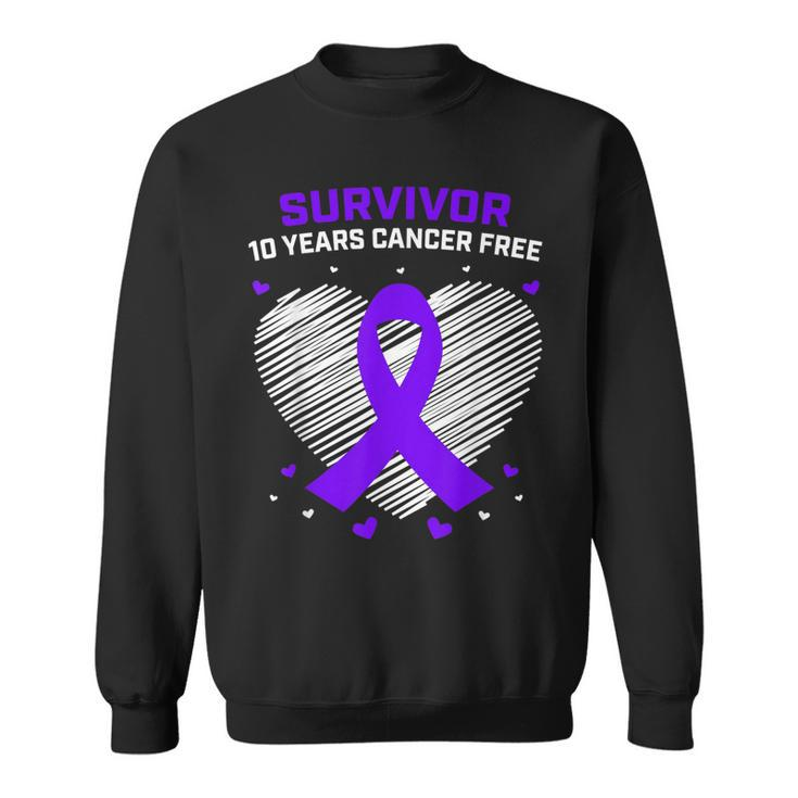 10 Years Cancer Free Purple Pancreatic Cancer Survivor Gifts  Sweatshirt