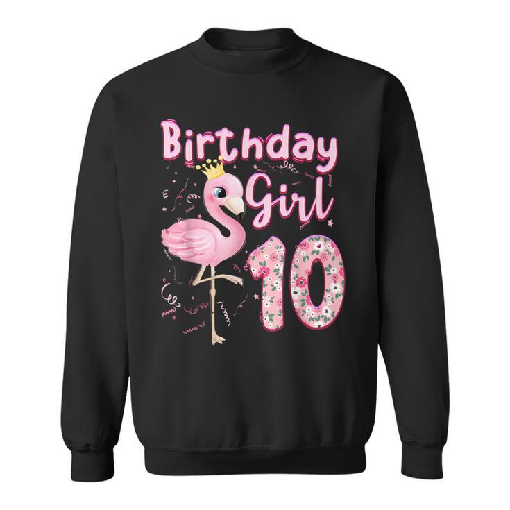 10Th Birthday Girls Flamingo 10 Years Old Tropical Flamingo Sweatshirt