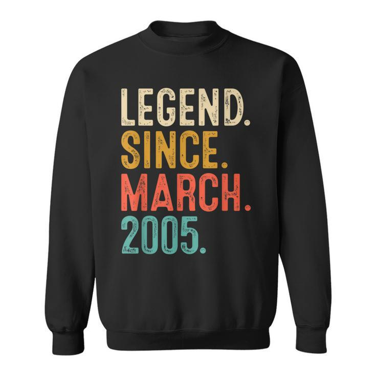 18 Years Old Vintage Legend Since March 2005 18Th Birthday  Sweatshirt