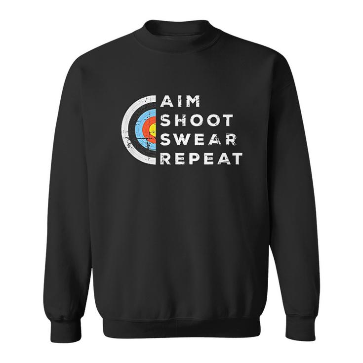 Aim Shoot Swear Repeat Archery Costume Archer Gift Archery Men Women Sweatshirt Graphic Print Unisex