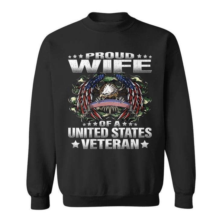 Proud Wife Of A United States Veteran Military Vets Spouse  Men Women Sweatshirt Graphic Print Unisex