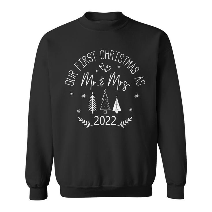 Couple Wife Husband Our First Christmas As Mr & Mrs 2022  Men Women Sweatshirt Graphic Print Unisex