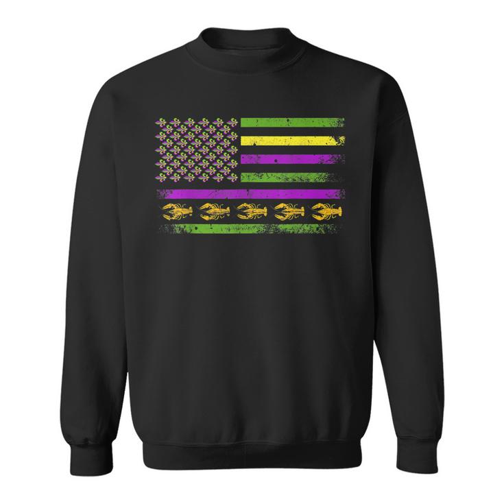 American Flag Mardi Gras T  Mardi Gras Crawfish Outfit  V2 Sweatshirt