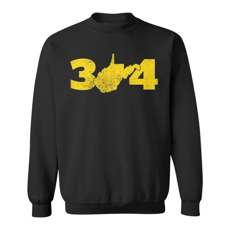 304 West Virginia Area Code Fan And Local Distressed Look Sweatshirt
