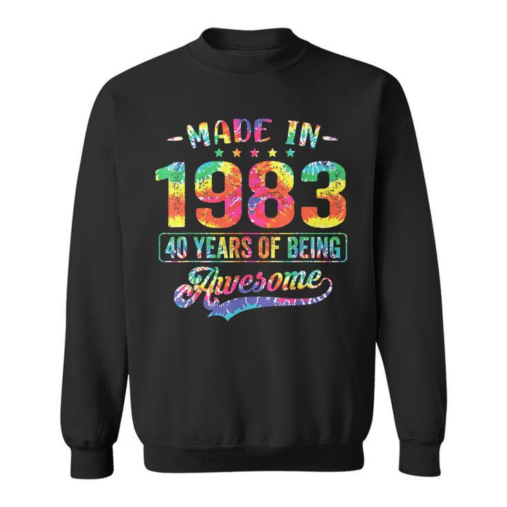 40 Year Old Gifts Made In 1983 Vintage 40Th Birthday Tie Dye  Sweatshirt