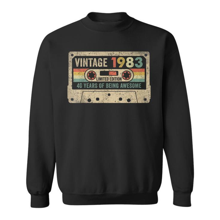40Th Birthday 40 Years Old Vintage 1983 Cassette Tape 80S  Sweatshirt