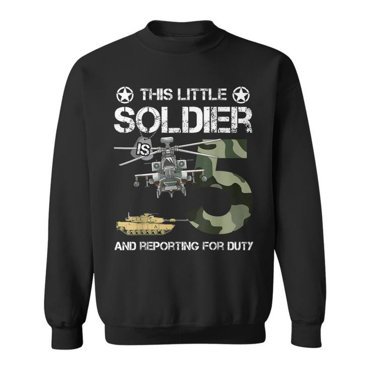 5 Year Old Soldier Camo Army Birthday Themed Military Family  Sweatshirt