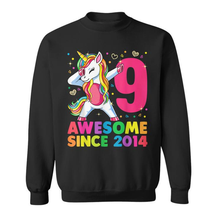 9 Years Old Unicorn Dabbing 9Th Birthday Girl Unicorn Party Sweatshirt
