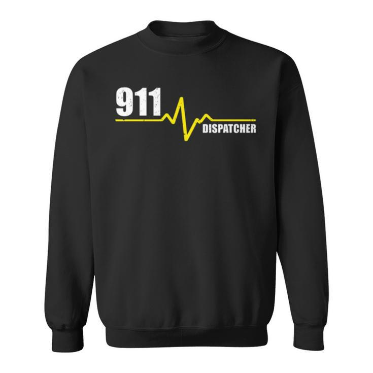 911 Dispatcher Heartbeat Thin Gold Line Sweatshirt