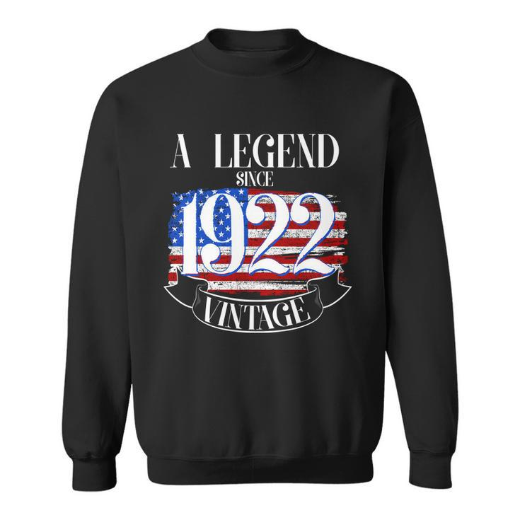 A Legend Since 1922 100Th Birthday Vintage Usa Flag Sweatshirt