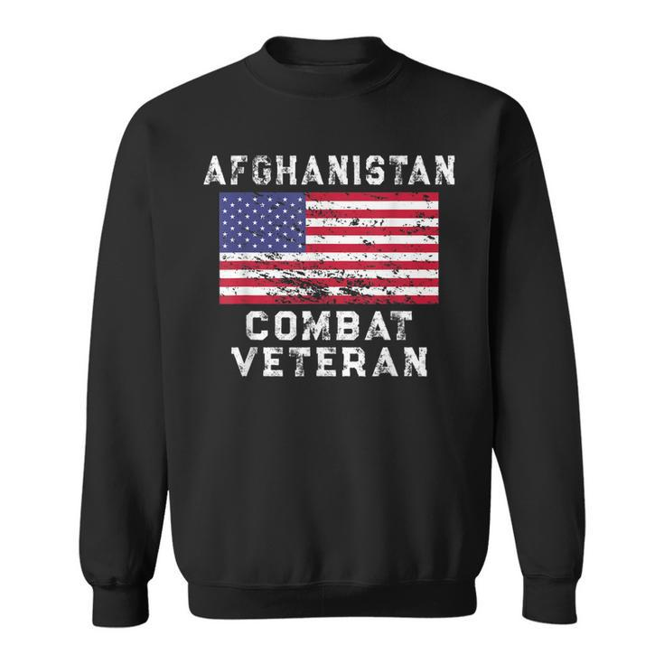 Afghanistan Combat Veteran - Vintage Us Flag  Men Women Sweatshirt Graphic Print Unisex